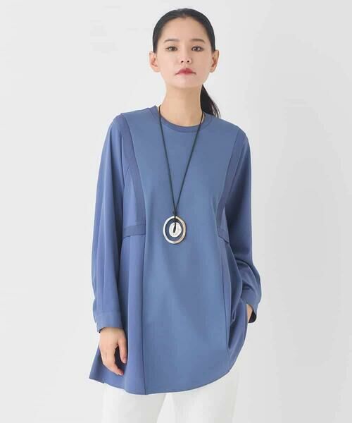 HIROKO BIS GRANDE / ヒロコビス グランデ チュニック | 【大きいサイズ】異素材切り替えチュニックプルオーバー | 詳細8