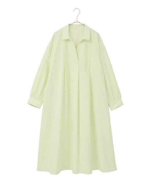 HIROKO BIS GRANDE / ヒロコビス グランデ ロング・マキシ丈ワンピース | 【大きいサイズ】タイプライターシャツワンピース（ライトイエロー）