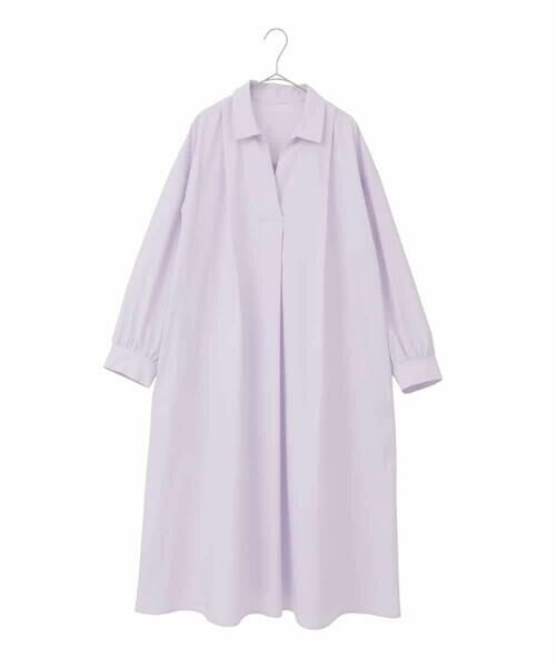 HIROKO BIS GRANDE / ヒロコビス グランデ ロング・マキシ丈ワンピース | 【大きいサイズ】タイプライターシャツワンピース（ラベンダー）