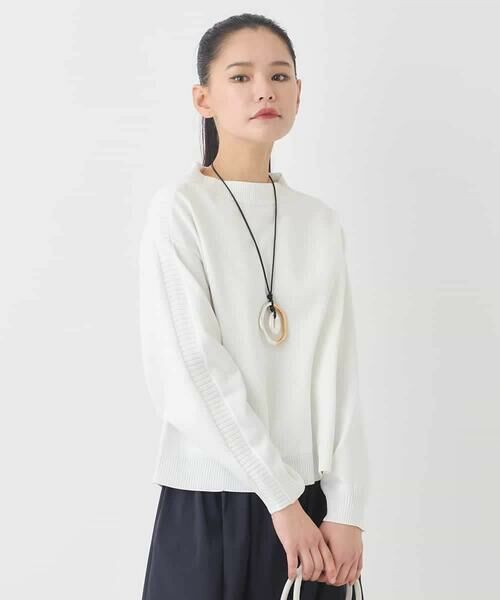 HIROKO BIS GRANDE / ヒロコビス グランデ ニット・セーター | 【大きいサイズ】ドットジャガードニットプルオーバー（ホワイト）