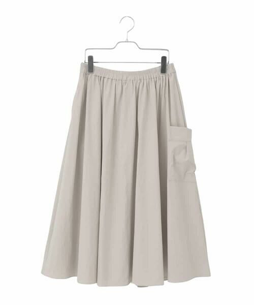 HIROKO BIS GRANDE / ヒロコビス グランデ ロング・マキシ丈スカート | 【大きいサイズ】ハイストレッチギャザーフレアスカート（ライトグレー）