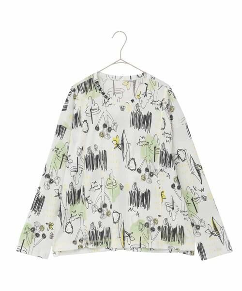 HIROKO BIS GRANDE / ヒロコビス グランデ カットソー | 【大きいサイズ】アートプリントカットソー（ホワイト）