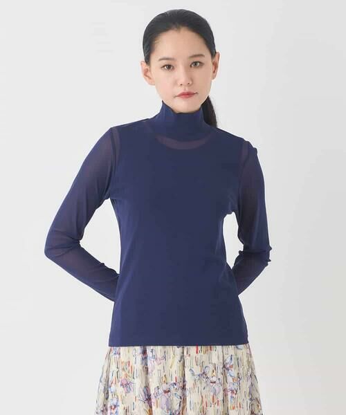 HIROKO BIS GRANDE / ヒロコビス グランデ カットソー | 【大きいサイズ】シアーハイネックカットソー /洗濯機で洗える | 詳細1