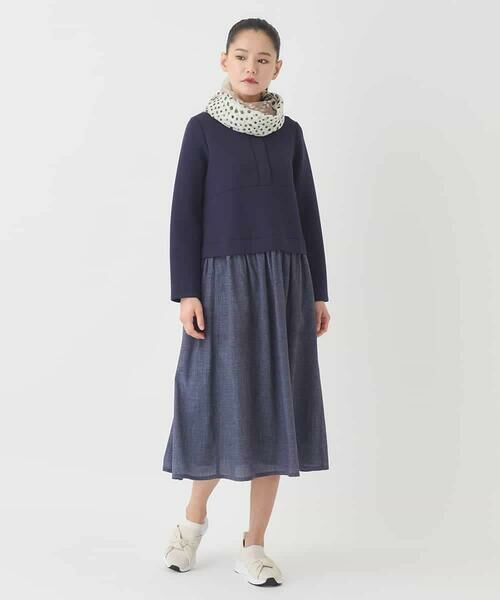 HIROKO BIS GRANDE / ヒロコビス グランデ ロング・マキシ丈ワンピース | 【大きいサイズ】異素材MIXジャージーワンピース | 詳細11