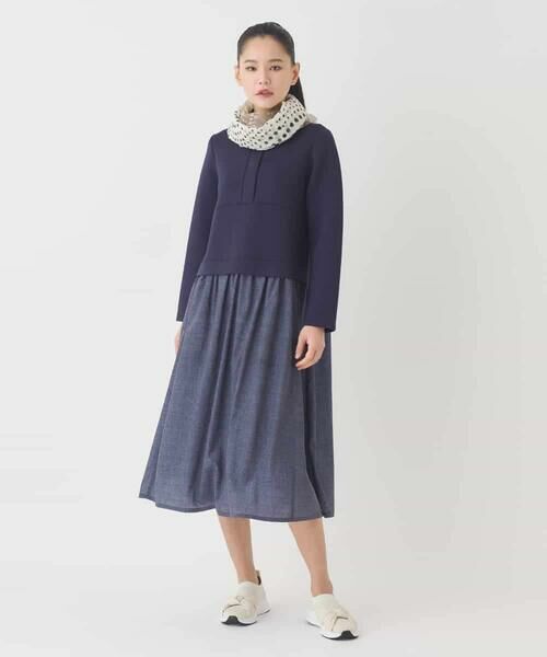 HIROKO BIS GRANDE / ヒロコビス グランデ ロング・マキシ丈ワンピース | 【大きいサイズ】異素材MIXジャージーワンピース | 詳細12