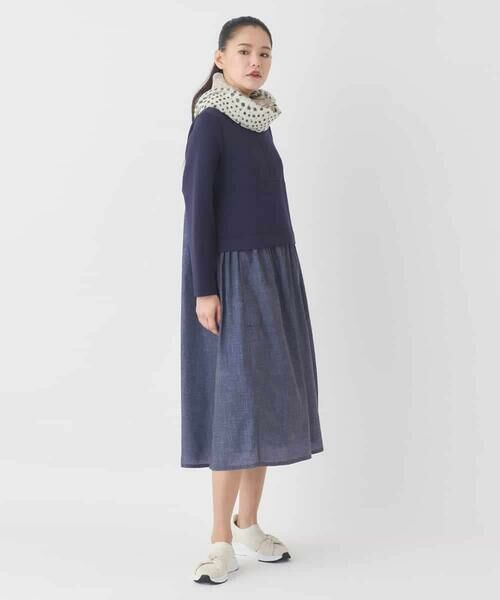 HIROKO BIS GRANDE / ヒロコビス グランデ ロング・マキシ丈ワンピース | 【大きいサイズ】異素材MIXジャージーワンピース | 詳細13