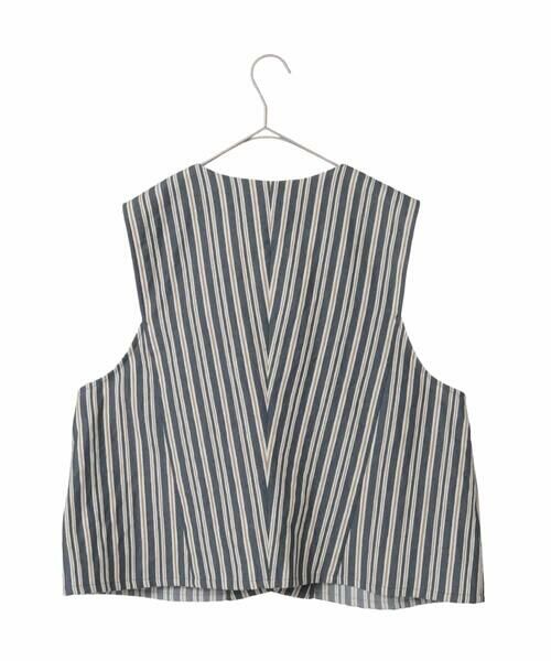 HIROKO BIS GRANDE / ヒロコビス グランデ ベスト | 【大きいサイズ】ストライプショートジレ | 詳細1