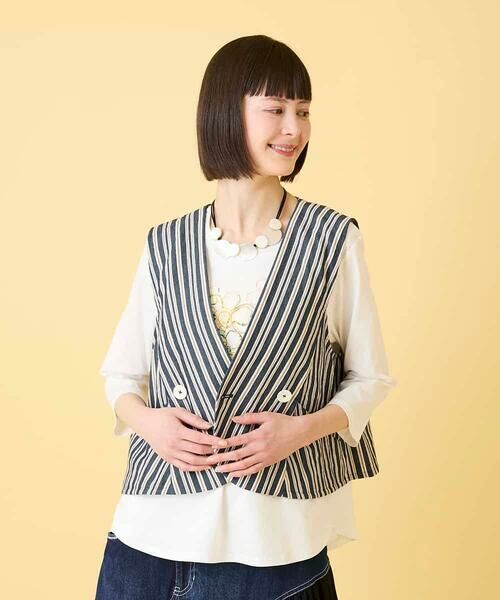 HIROKO BIS GRANDE / ヒロコビス グランデ ベスト | 【大きいサイズ】ストライプショートジレ | 詳細10
