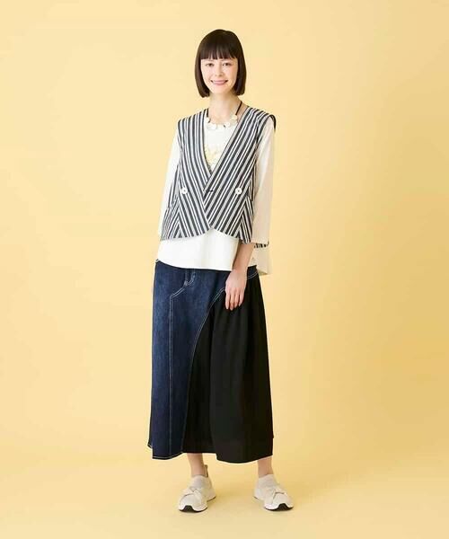 HIROKO BIS GRANDE / ヒロコビス グランデ ベスト | 【大きいサイズ】ストライプショートジレ | 詳細14