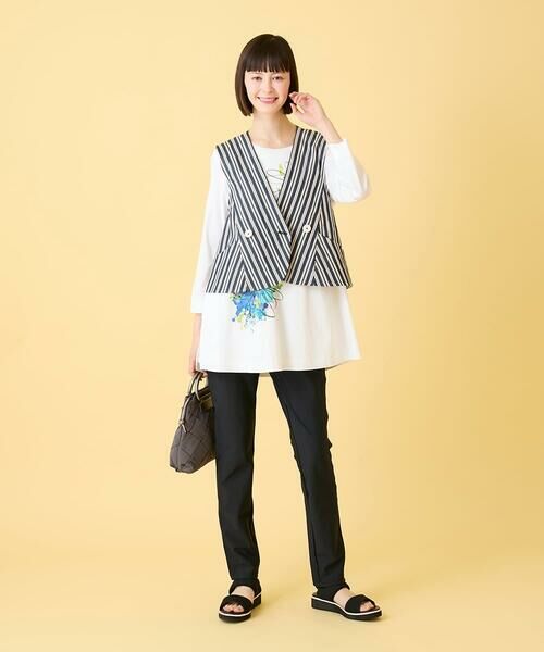 HIROKO BIS GRANDE / ヒロコビス グランデ ベスト | 【大きいサイズ】ストライプショートジレ | 詳細20