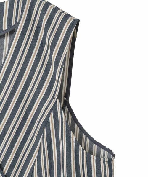 HIROKO BIS GRANDE / ヒロコビス グランデ ベスト | 【大きいサイズ】ストライプショートジレ | 詳細3