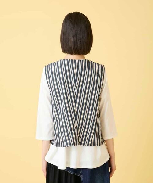 HIROKO BIS GRANDE / ヒロコビス グランデ ベスト | 【大きいサイズ】ストライプショートジレ | 詳細9