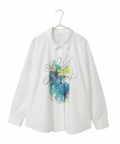HIROKO BIS GRANDE / ヒロコビス グランデ シャツ・ブラウス | 【大きいサイズ】ドローイングフラワーブラウス