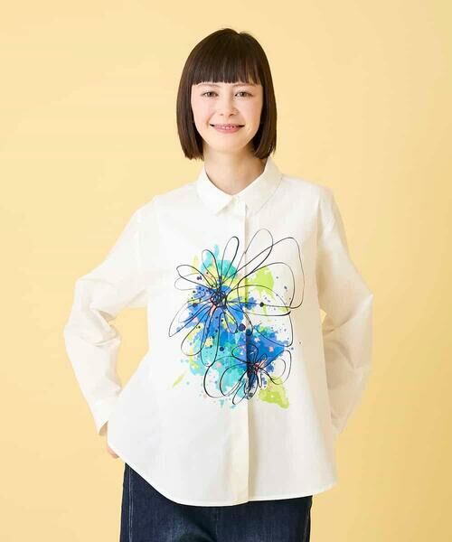HIROKO BIS GRANDE / ヒロコビス グランデ シャツ・ブラウス | 【大きいサイズ】ドローイングフラワーブラウス | 詳細8