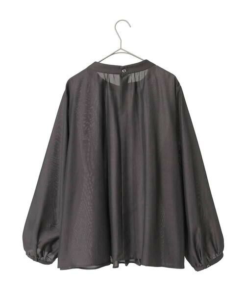 HIROKO BIS GRANDE / ヒロコビス グランデ シャツ・ブラウス | 【大きいサイズ】スタンドカラーかまぼこプリーツブラウス | 詳細1