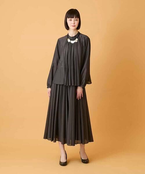 HIROKO BIS GRANDE / ヒロコビス グランデ シャツ・ブラウス | 【大きいサイズ】スタンドカラーかまぼこプリーツブラウス | 詳細12