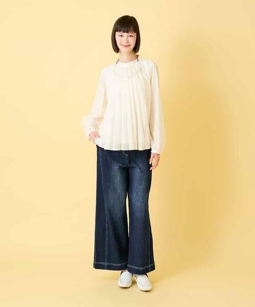 HIROKO BIS GRANDE / ヒロコビス グランデ シャツ・ブラウス | 【大きいサイズ】スタンドカラーかまぼこプリーツブラウス | 詳細15