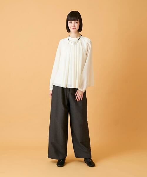 HIROKO BIS GRANDE / ヒロコビス グランデ シャツ・ブラウス | 【大きいサイズ】スタンドカラーかまぼこプリーツブラウス | 詳細22