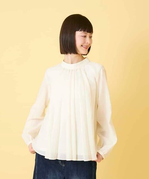 HIROKO BIS GRANDE / ヒロコビス グランデ シャツ・ブラウス | 【大きいサイズ】スタンドカラーかまぼこプリーツブラウス | 詳細7