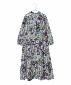 HIROKO BIS GRANDE / ヒロコビス グランデ ロング・マキシ丈ワンピース | 【大きいサイズ】フラワープリントシャツカラーワンピース