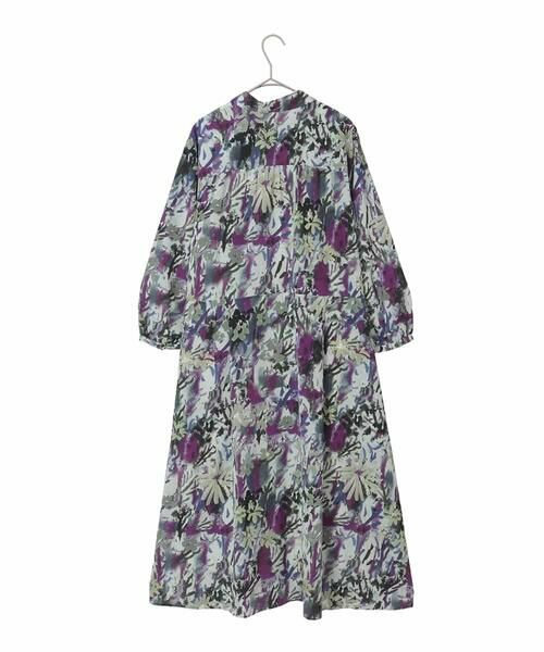 HIROKO BIS GRANDE / ヒロコビス グランデ ロング・マキシ丈ワンピース | 【大きいサイズ】フラワープリントシャツカラーワンピース | 詳細1