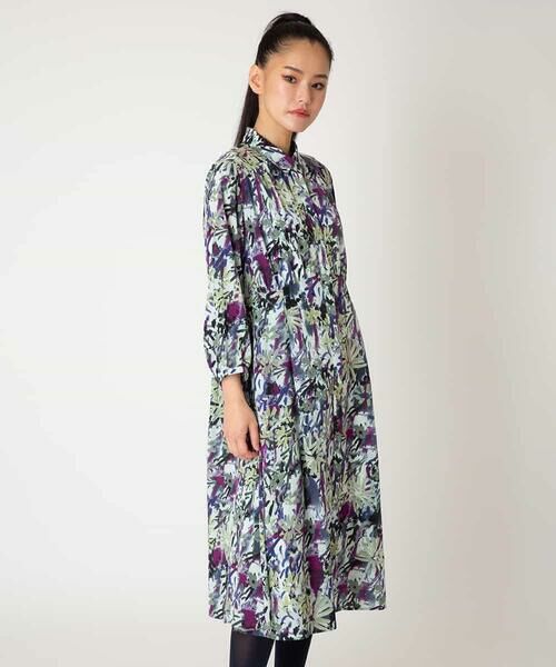 HIROKO BIS GRANDE / ヒロコビス グランデ ロング・マキシ丈ワンピース | 【大きいサイズ】フラワープリントシャツカラーワンピース | 詳細12