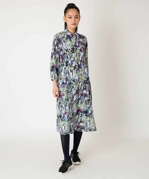 HIROKO BIS GRANDE / ヒロコビス グランデ ロング・マキシ丈ワンピース | 【大きいサイズ】フラワープリントシャツカラーワンピース | 詳細14