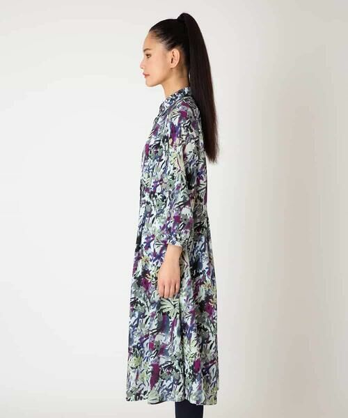HIROKO BIS GRANDE / ヒロコビス グランデ ロング・マキシ丈ワンピース | 【大きいサイズ】フラワープリントシャツカラーワンピース | 詳細7