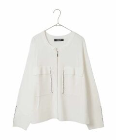 HIROKO BIS GRANDE / ヒロコビス グランデ カーディガン・ボレロ | 【大きいサイズ】ステッチアクセントミラノリブカーディガン