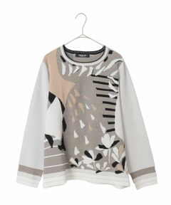 HIROKO BIS GRANDE / ヒロコビス グランデ ニット・セーター | 【大きいサイズ】アーティスティックジャガードニットプルオーバー