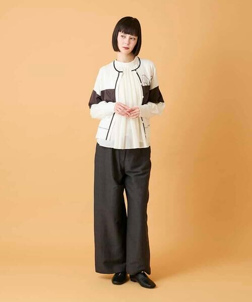 HIROKO BIS GRANDE / ヒロコビス グランデ カーディガン・ボレロ | 【大きいサイズ】花刺繍ブロッキングデザインカーディガン | 詳細12