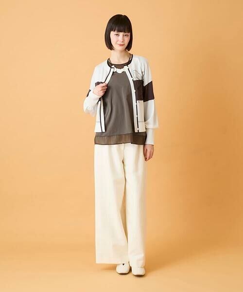 HIROKO BIS GRANDE / ヒロコビス グランデ カーディガン・ボレロ | 【大きいサイズ】花刺繍ブロッキングデザインカーディガン | 詳細14