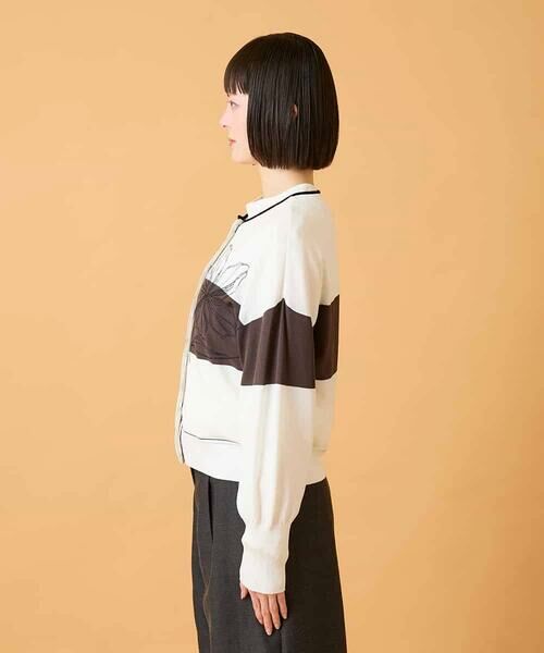 HIROKO BIS GRANDE / ヒロコビス グランデ カーディガン・ボレロ | 【大きいサイズ】花刺繍ブロッキングデザインカーディガン | 詳細8