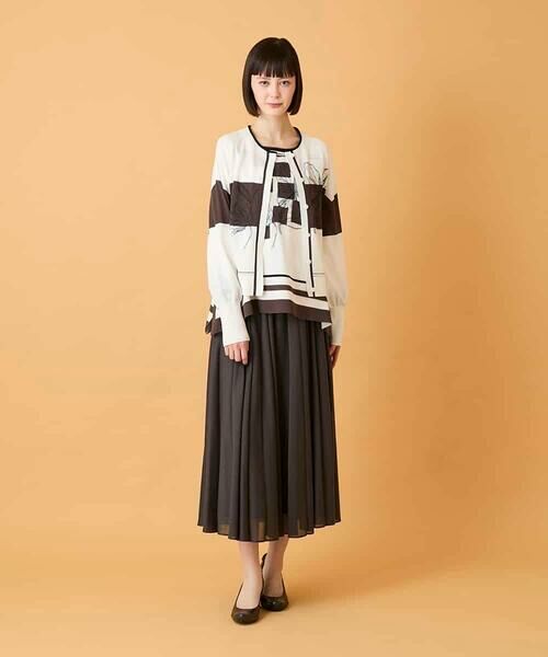 HIROKO BIS GRANDE / ヒロコビス グランデ カットソー | 【大きいサイズ】花刺繍フレーム配色デザインプルオーバー | 詳細10