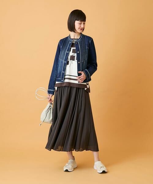 HIROKO BIS GRANDE / ヒロコビス グランデ カットソー | 【大きいサイズ】花刺繍フレーム配色デザインプルオーバー | 詳細14