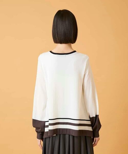 HIROKO BIS GRANDE / ヒロコビス グランデ カットソー | 【大きいサイズ】花刺繍フレーム配色デザインプルオーバー | 詳細8