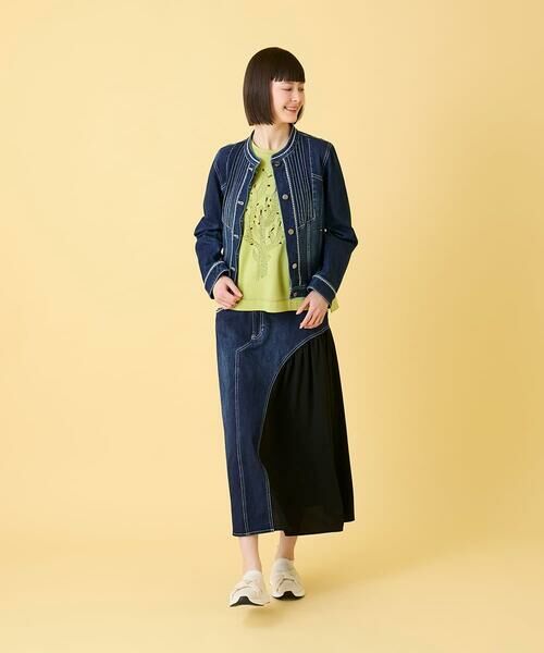 HIROKO BIS GRANDE / ヒロコビス グランデ ロング・マキシ丈スカート | 【大きいサイズ】異素材ジョイントリメイク風デニムスカート | 詳細13