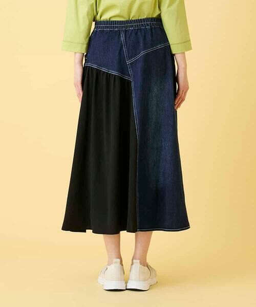HIROKO BIS GRANDE / ヒロコビス グランデ ロング・マキシ丈スカート | 【大きいサイズ】異素材ジョイントリメイク風デニムスカート | 詳細8
