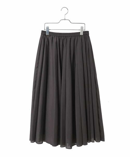 HIROKO BIS GRANDE / ヒロコビス グランデ ロング・マキシ丈スカート | 【大きいサイズ】かまぼこプリーツスカート（ダークグレー）