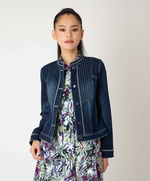 HIROKO BIS GRANDE / ヒロコビス グランデ セットアップ | 【大きいサイズ】ピンタックデニムジャケット | 詳細16