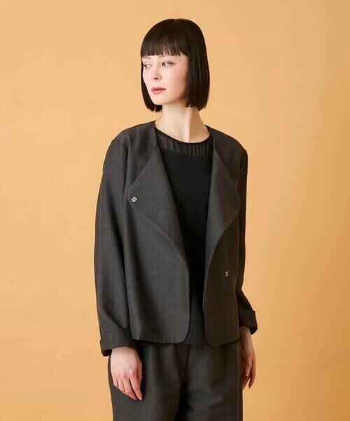 HIROKO BIS GRANDE / ヒロコビス グランデ ノーカラージャケット | 【大きいサイズ】ジャカードノーカラージャケット | 詳細16