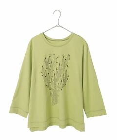 HIROKO BIS GRANDE / ヒロコビス グランデ カットソー | 【大きいサイズ】サボテン刺繍コットンTシャツ