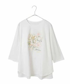 HIROKO BIS GRANDE / ヒロコビス グランデ カットソー | 【大きいサイズ】フローラルタイポTシャツ