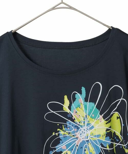 HIROKO BIS GRANDE / ヒロコビス グランデ チュニック | 【大きいサイズ】ドローイングフラワーチュニックカットソー | 詳細2