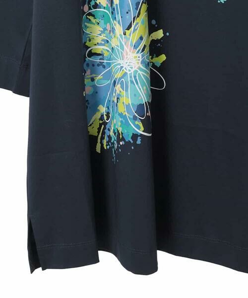 HIROKO BIS GRANDE / ヒロコビス グランデ チュニック | 【大きいサイズ】ドローイングフラワーチュニックカットソー | 詳細4