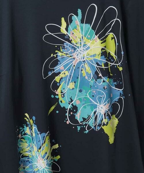 HIROKO BIS GRANDE / ヒロコビス グランデ チュニック | 【大きいサイズ】ドローイングフラワーチュニックカットソー | 詳細5