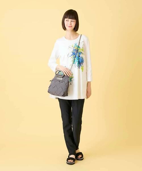 HIROKO BIS GRANDE / ヒロコビス グランデ チュニック | 【大きいサイズ】ドローイングフラワーチュニックカットソー | 詳細11