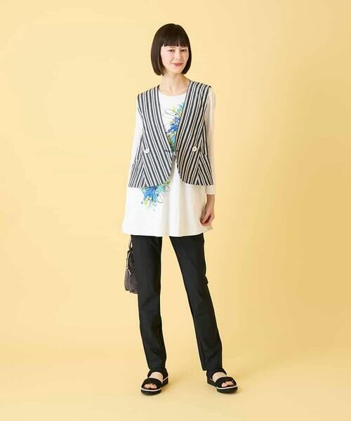 HIROKO BIS GRANDE / ヒロコビス グランデ チュニック | 【大きいサイズ】ドローイングフラワーチュニックカットソー | 詳細14