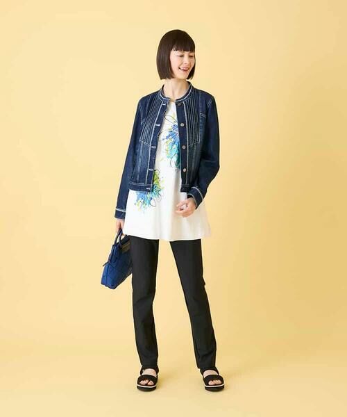 HIROKO BIS GRANDE / ヒロコビス グランデ チュニック | 【大きいサイズ】ドローイングフラワーチュニックカットソー | 詳細17