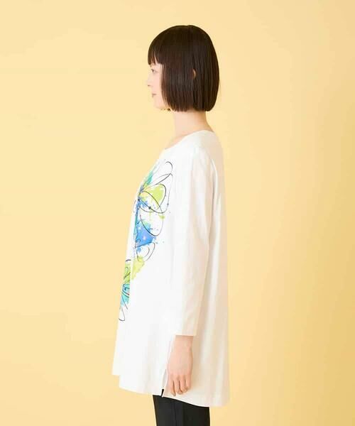 HIROKO BIS GRANDE / ヒロコビス グランデ チュニック | 【大きいサイズ】ドローイングフラワーチュニックカットソー | 詳細9